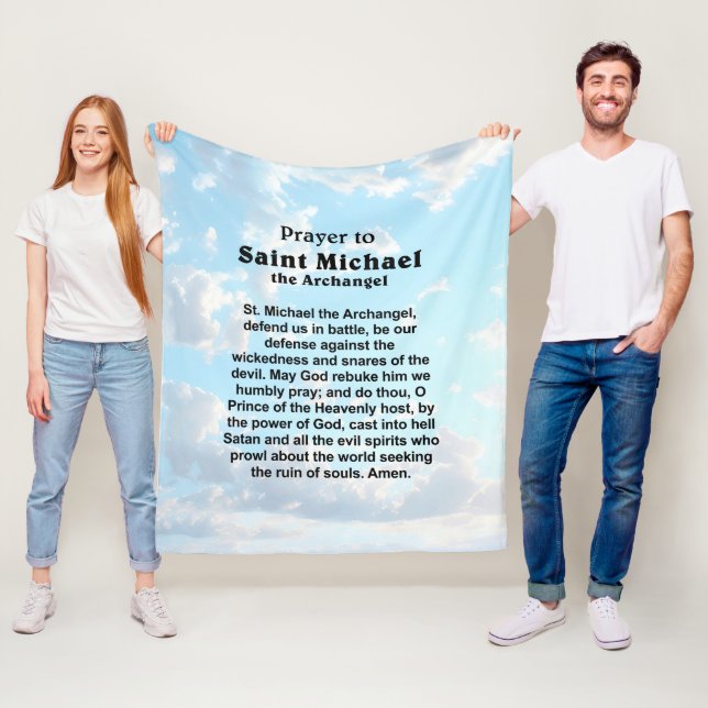 Catholic Prayer for Protection and Courage Fleece Blanket (In Situ)