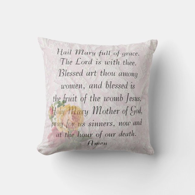 Catholic Prayer "Hail Mary" Pillow (Front)