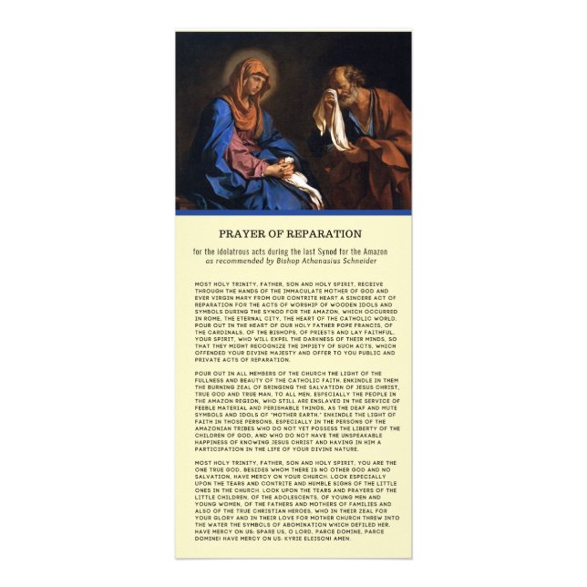 Catholic Prayer of Reparation Most Holy Trinity--- Rack Card (Front)