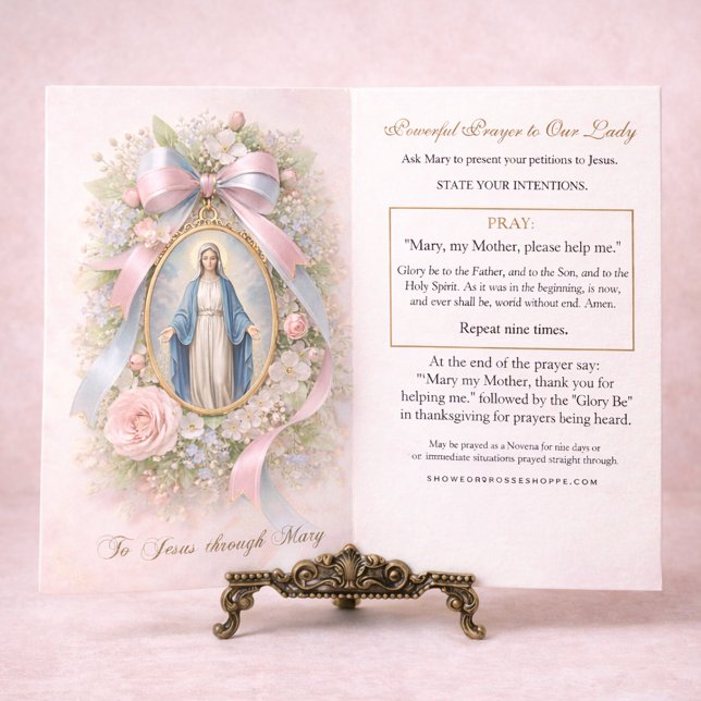 CATHOLIC PRAYER TO JESUS THROUGH MARY PLACE CARD (Creator Uploaded)