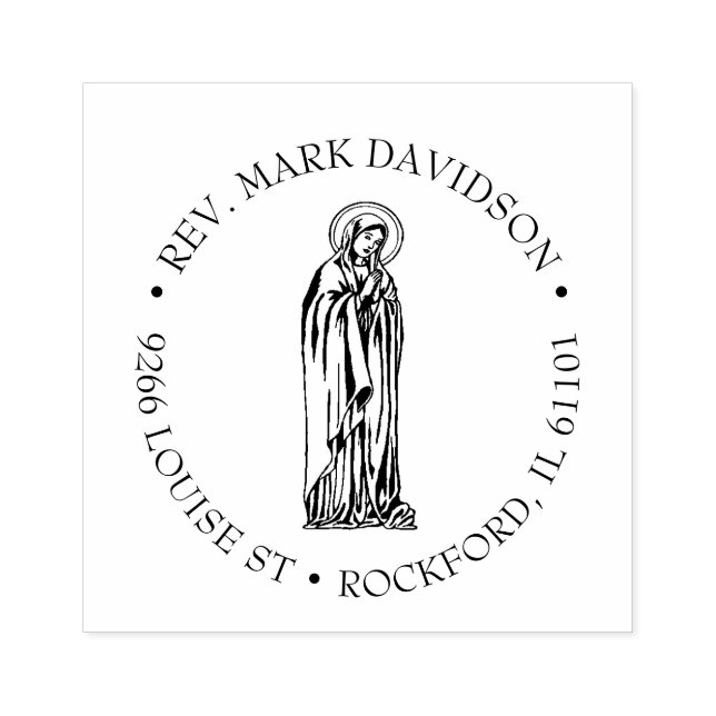 Catholic Praying Blessed Virgin Mary Religious Rubber Stamp (Imprint)