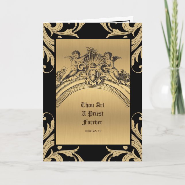 Catholic Priest Anniversary Ordination Angels Card (Front)