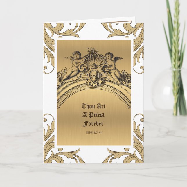 Catholic Priest Anniversary Ordination Angels Card (Front)