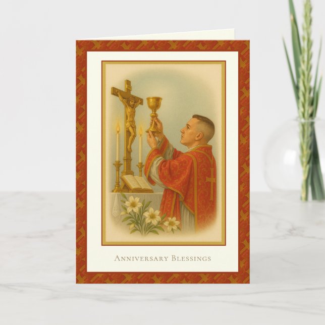 Catholic Priest Anniversary Ordination Deacon  Card (Front)