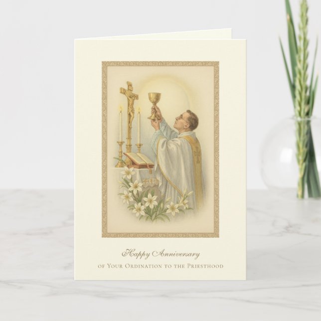 Catholic Priest Anniversary Ordination Deacon  Card (Front)