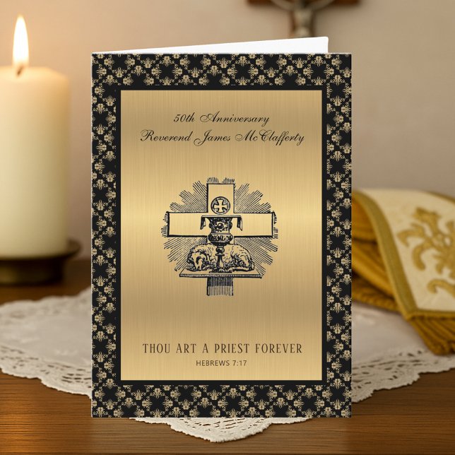 Catholic Priest Anniversary Ordination Elegant Car Card (Creator Uploaded)