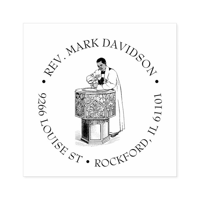 Catholic Priest Baptising Bapy Religious Rubber Stamp (Imprint)