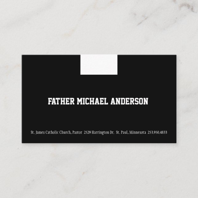 Catholic Priest Black Clergy Collar Religious Busi Business Card (Front)