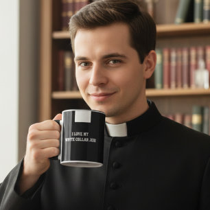 Catholic Priest Black Clergy Collar Religious Mug