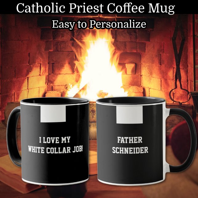 Catholic Priest Black Clergy Collar Religious Mug (Two sided Catholic Priest Clergy Roman Collar Coffee Mug)