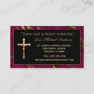 Catholic Priest Crucifix Marble Scripture Quote Business Card