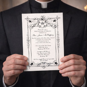 Catholic Priest Deacon Ordination Anniversary Invitation
