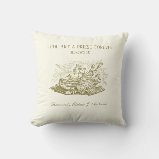Catholic Priest Deacon Ordination Anniversary Thro Cushion (Front)