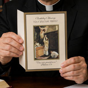 Catholic Priest Offering Mass Birthday Prayer Card