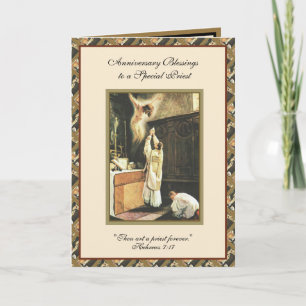 Catholic Priest Offering Mass Prayer Ordination Card