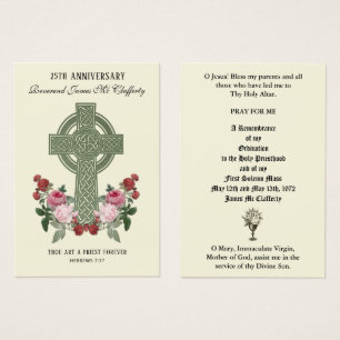 CATHOLIC PRIEST ORDINATION ANNIVERSARY HOLY CARDS