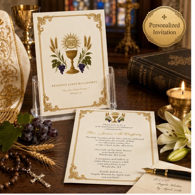 Catholic  Priest Ordination Anniversary Invitation (Creator Uploaded)