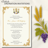 Catholic  Priest Ordination Anniversary Invitation