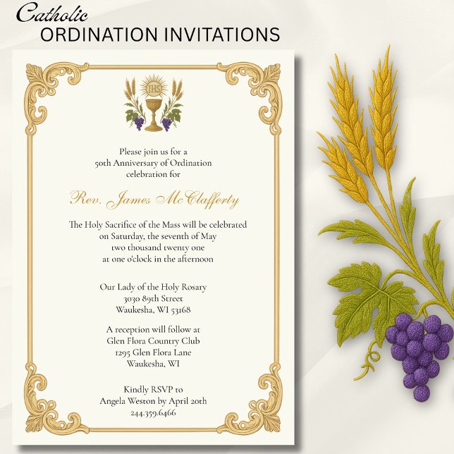 Catholic  Priest Ordination Anniversary Invitation (Creator Uploaded)