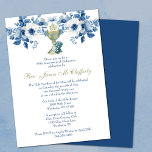 Catholic  Priest Ordination Blue Anniversary Invitation<br><div class="desc">Featuring  a beautiful traditional Catholic Priest Ordination and/or Anniversary Celebration invitation with the gold chalice and eucharist accented with dusty blue floral design. All text and fonts can be modified.</div>