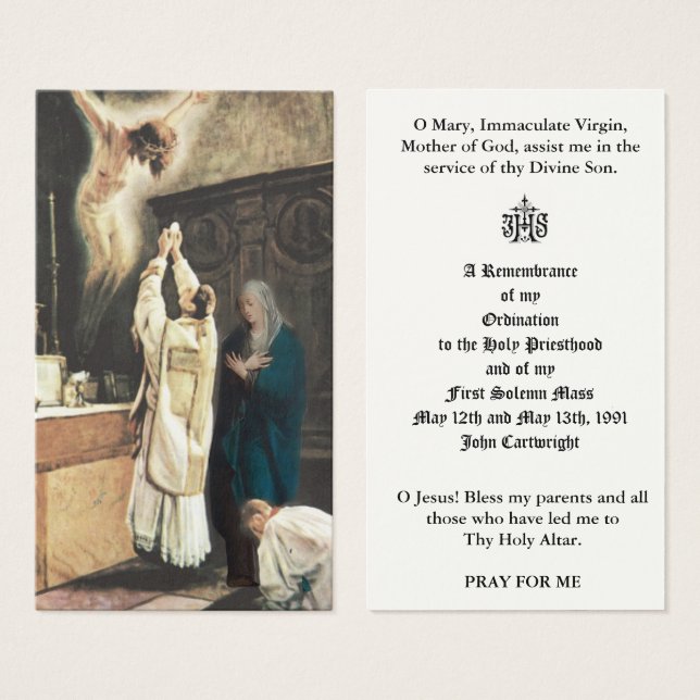 CATHOLIC PRIEST ORDINATION HOLY CARDS (Front & Back)