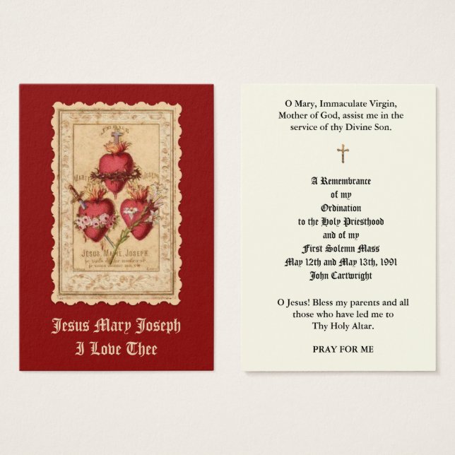 CATHOLIC PRIEST ORDINATION HOLY CARDS (Front & Back)
