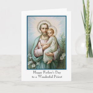 Catholic Priest St. Joseph Child Jesus Fathers Day Card