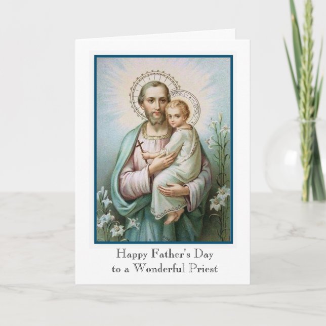 Catholic Priest St. Joseph Child Jesus Fathers Day Card (Front)
