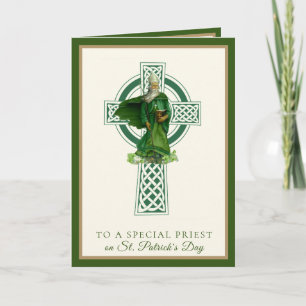 Catholic Priest St. Patrick's Day Shamrocks Card