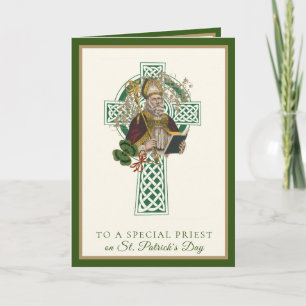 Catholic Priest St. Patrick's Day Shamrocks Card