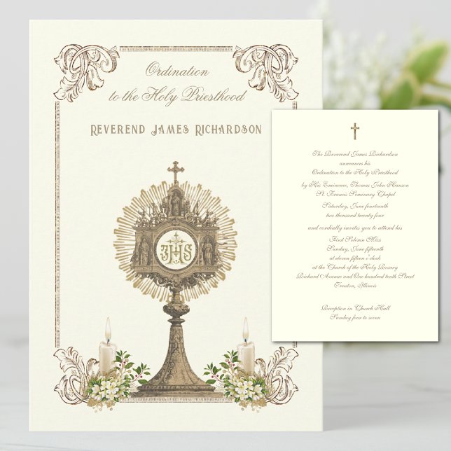 Catholic Priesthood Ordination Anniversary  Invitation (Beautiful and easy to personalize. )