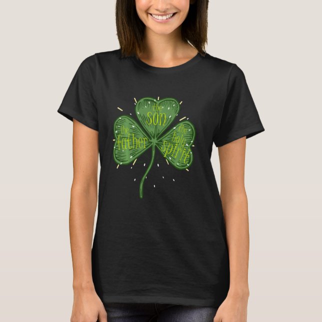 Catholic Religious Irish Shamrock Christian St Pat T-Shirt (Front)