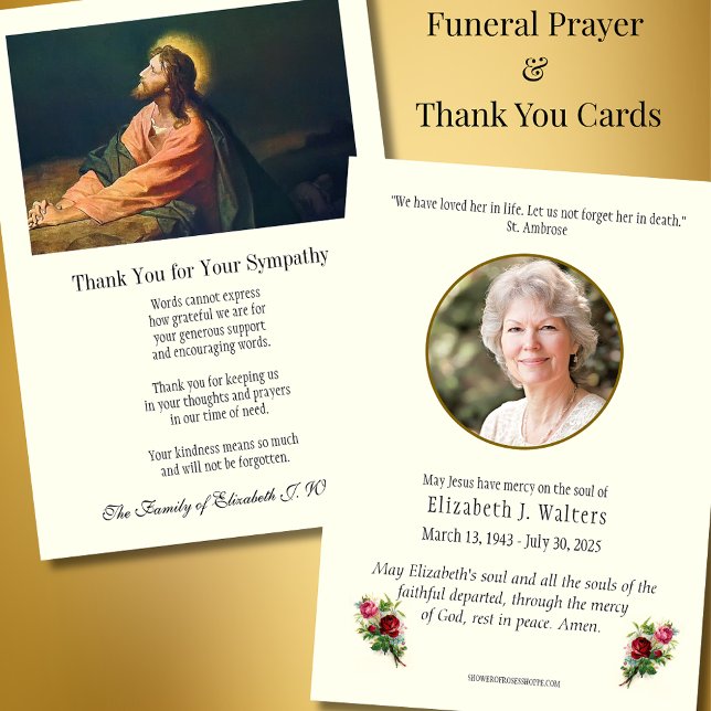 Catholic Religious Jesus Sympathy Funeral  Thank You Card (Creator Uploaded)