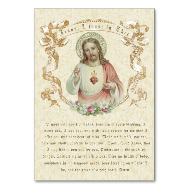 Catholic Religious Sacred Heart Jesus Prayer Card (Front)