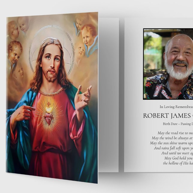 Catholic Religious Sacred Heart Sympathy Funeral  Card (Mass Cards, Religious Funeral Thank You Card Loving Heart of Jesus)