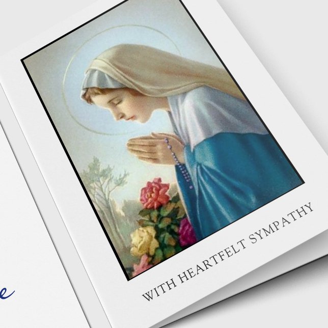 Catholic Religious Virgin Mary Sympathy Card (Virgin Mary Religious Catholic Sympathy Funeral Thank You Card)