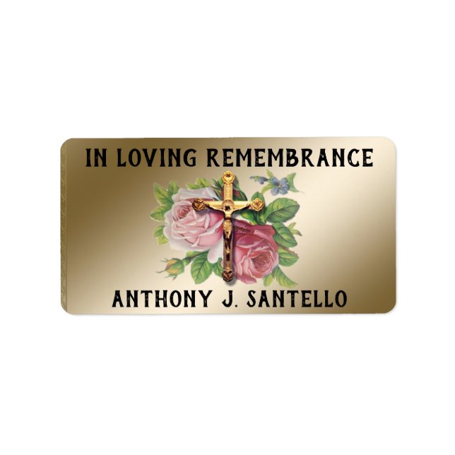 CATHOLIC REMEMBRANCE  MEMORIAL FUNERAL  SYMPATHY LABEL (Front)