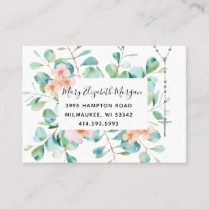 Catholic Rosary Eucalyptus Religious Floral Business Card