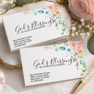 Catholic Rosary Eucalyptus Religious Floral Business Card