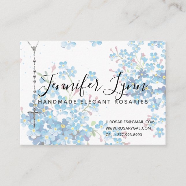 Catholic Rosary Roses Religious Floral Business Card (Front)