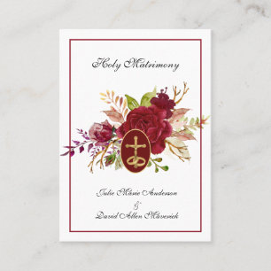 Catholic Roses Cross Wedding Favour Holy Card