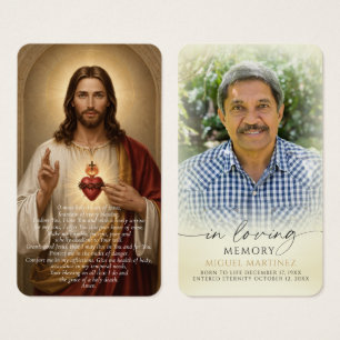 Catholic Sacred Heart Funeral Photo Prayer Card