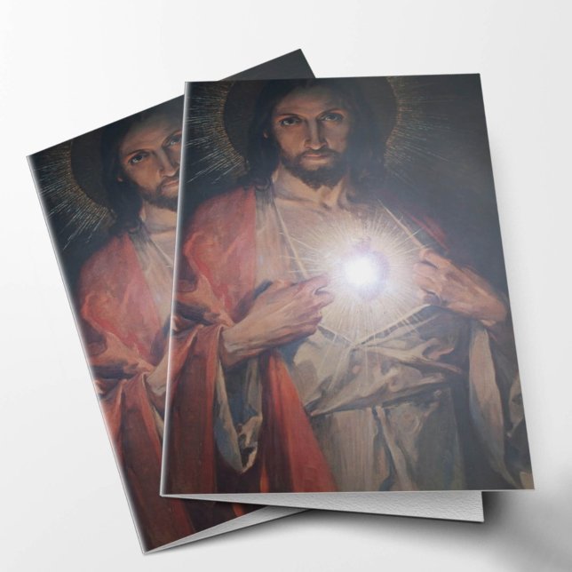 Catholic Sacred Heart Funeral Thank You Card (Sacred Heart of Jesus Sympathy Condolence Bereavement Funeral Thank You Card)