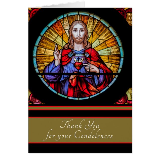 Catholic Sacred Heart Jesus Condolence Thank You (Front)