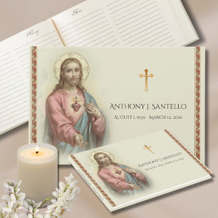 Catholic Sacred Heart Jesus Funeral Memorial Guest Book