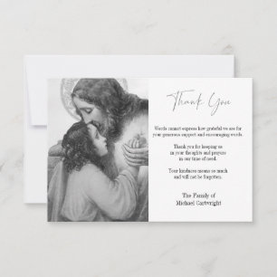 Catholic Sacred Heart Jesus Funeral Sympathy Thank You Card