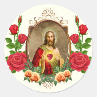 Catholic Sacred Heart Jesus Roses Elegant