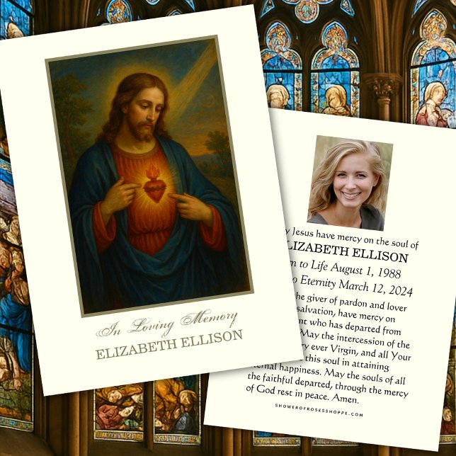 Catholic Sacred Heart of Jesus Funeral Prayer Card (Creator Uploaded)