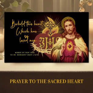 Catholic Sacred Heart of Jesus Memorare Prayer Place Card