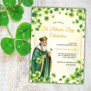 Catholic Saint and Shamrocks St Patricks Day Invitation